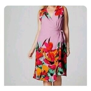 J. Jill by Christian Sirano NWT Lilac Floral Wrap Midi Dress Size LP